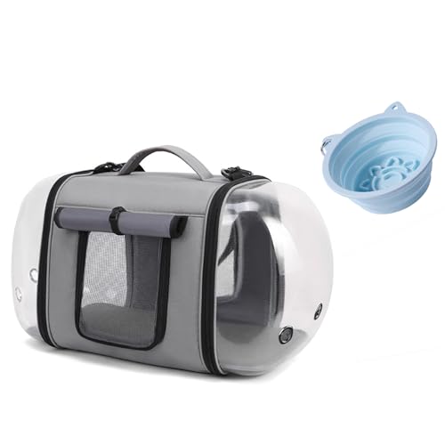Outdoor Faltbare Aufbewahrung Transparente Katzentasche, Große Raumkapsel Haustiertasche, Poröse, Atmungsaktive Haustier-Reisetasche, mit faltbarem Futternapf, Geeignet für Katzen, Welpen Reisen und Outdoor Faltbare Aufbewahrung Transparente Katzentasche, Große Raumkapsel Haustiertasche, Poröse, Atmungsaktive Haustier-Reisetasche, mit faltbarem Futternapf, Geeignet für Katzen, Welpen Reisen und von QVK