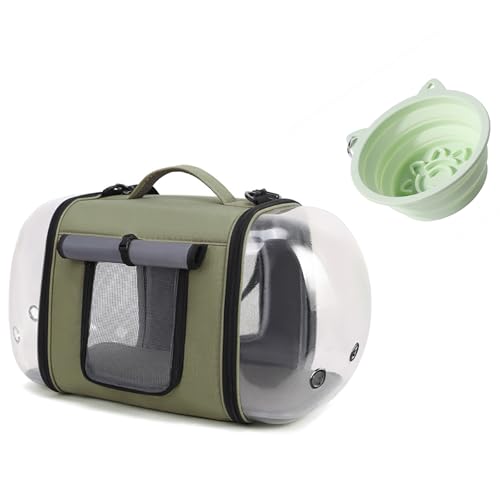 Outdoor Faltbare Aufbewahrung Transparente Katzentasche, Große Raumkapsel Haustiertasche, Poröse Atmungsaktive Haustier Reisetasche, mit Faltbarer Futternapf, Geeignet für Katzen, Welpen Reisen und Outdoor Faltbare Aufbewahrung Transparente Katzentasche, Große Raumkapsel Haustiertasche, Poröse Atmungsaktive Haustier Reisetasche, mit Faltbarer Futternapf, Geeignet für Katzen, Welpen Reisen und von QVK