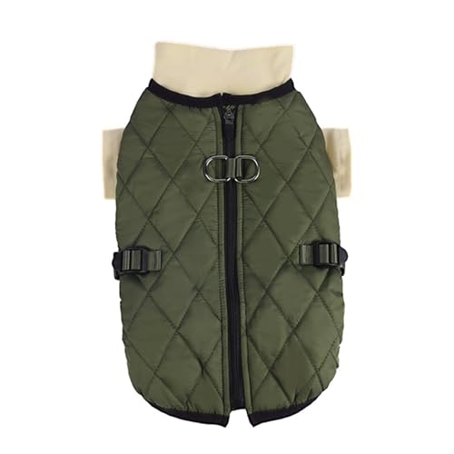 Warme Hundejacke, Winter-Hundemantel, gepolsterte Hunde-Fleeceweste, verstellbare Schnalle, kaltes Wetter, Haustierbekleidung (Grün, Größe XXL) von QVK