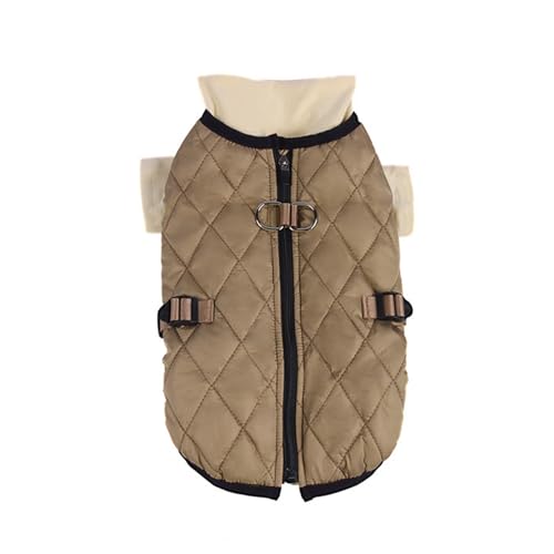 Warme Hundejacke, Winter-Hundemantel, gepolsterte Hunde-Fleeceweste, verstellbare Schnalle, kaltes Wetter, Haustierbekleidung (Kaffee, L) von QVK
