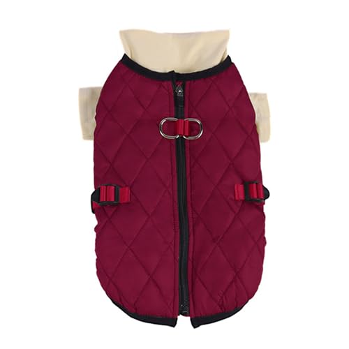 Warme Hundejacke, Winter-Hundemantel, gepolsterte Hunde-Fleeceweste, verstellbare Schnalle, kaltes Wetter, Haustierbekleidung (Rot, XL) von QVK