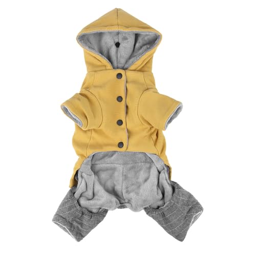 Winter-Hundemantel, warme Hundejacke, gepolstert, Fleece-Weste, für kaltes Wetter, Haustierbekleidung mit Hut, Gelb, Größe XXL von QVK