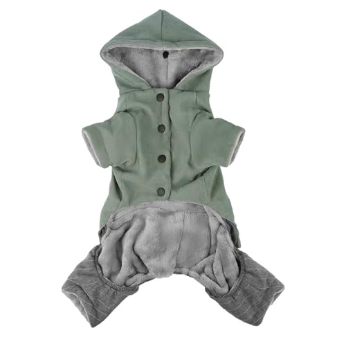 Winter-Hundemantel, warme Hundejacke, gepolstert, Fleece-Weste, für kaltes Wetter, Haustierbekleidung mit Hut, Grün, Größe XXL von QVK