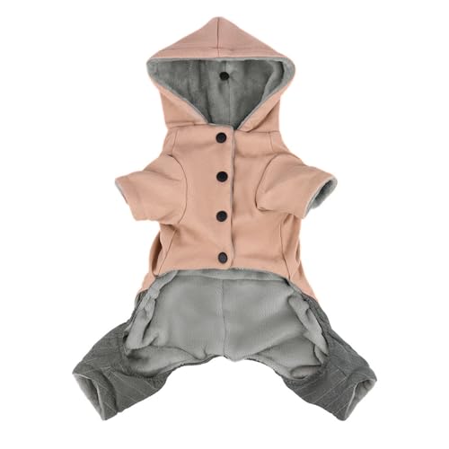 Winter-Hundemantel, warme Hundejacke, gepolstert, Fleece-Weste, für kaltes Wetter, Haustierbekleidung mit Hut, Rosa, Größe L von QVK
