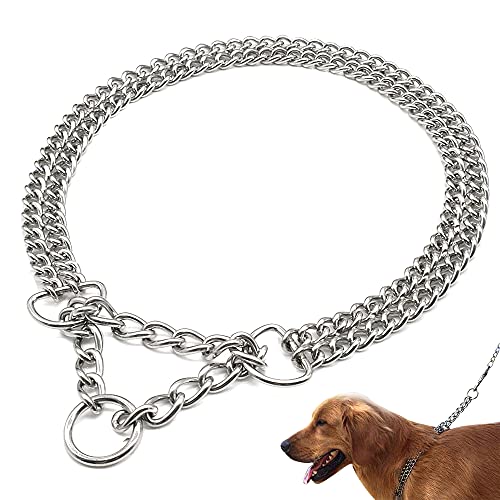 QWER Training Kette Hundehalsband Metall Slip Haustier Choker Halsbänder verchromt langlebig rostfrei für kleine mittlere und große Hunde,M von QWER