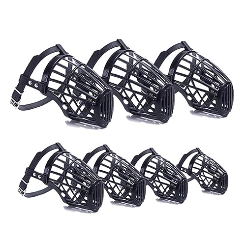 AISHANBAIHUODIAN Anti-beißende Hundekorb-Maulkörbe, 7 Größen, Haustier-Mundmaske, passend for kleine, mittelgroße und große Hunde, Chihuahua, Windhund, Welpenzubehör (Color : Black, Size : S) von QWERTYUI