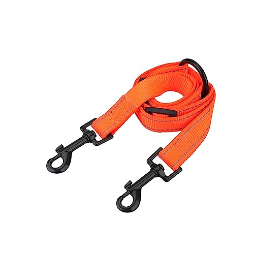 AISHANBAIHUODIAN Doppelte Hundeleinen-Kupplung, Tandem-Leine for Zwei Hunde, kein Verheddern, 360° drehbar, doppelter, stark Verstellbarer Nylon-Hundeleinen-Splitter (Color : Orange, Size : S) von QWERTYUI