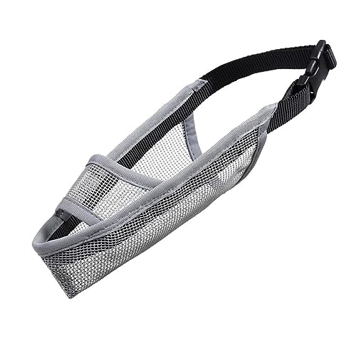 AISHANBAIHUODIAN Haustier Hund Einstellbare Maske Mesh Atmungsaktive Maulkörbe Kleine Große Hund Mund Maulkorb Anti Rinde Biss Kauen Riemen Hund Fit for Zubehör (Color : Grey, Size : M) von QWERTYUI