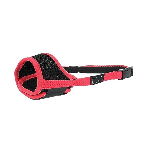 AISHANBAIHUODIAN Haustier atmungsaktive Anti-Bell-Mesh-Nylongurte Hundeabdeckung Hund passend for Mundmaske Hundemaulkorb (Color : Red, Size : L) von QWERTYUI