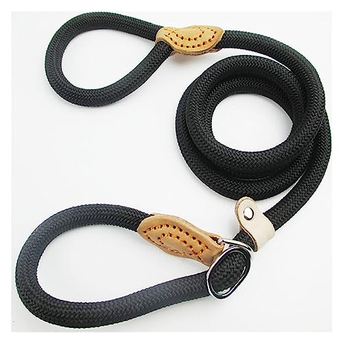 AISHANBAIHUODIAN Hundeleine, Rutschseil, Leine, robust, geflochtenes Seil, verstellbare Schlaufe, Halsband, Trainingsleinen, passend for mittelgroße und große Hunde (Color : Black, Size : 0.8x180cm von QWERTYUI