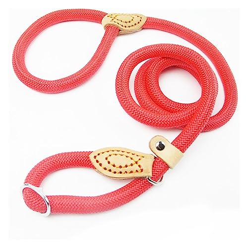 AISHANBAIHUODIAN Hundeleine, Rutschseil, Leine, robust, geflochtenes Seil, verstellbare Schlaufe, Halsband, Trainingsleinen, passend for mittelgroße und große Hunde (Color : Red, Size : 0.8x180cm) von QWERTYUI