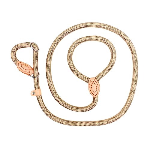 AISHANBAIHUODIAN Hundeleine, Slip-Seil-Leine, strapazierfähig, geflochtenes Seil, verstellbare Schlaufe, Halsband, Trainingsleinen, passend for große Hunde (Color : Beige, Size : 0.8cm 1.8M) von QWERTYUI