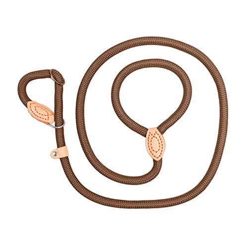 AISHANBAIHUODIAN Hundeleine, Slip-Seil-Leine, strapazierfähig, geflochtenes Seil, verstellbare Schlaufe, Halsband, Trainingsleinen, passend for große Hunde (Color : Bown, Size : 0.8cm 1.5M) von QWERTYUI