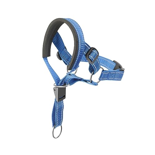 AISHANBAIHUODIAN Maulkörbe for Hunde, Anti-Bell-Hundehalsband, passend for atmungsaktives Hundetrainingsgerät, Nylon-Maulkorb-Set mit reflektierenden Streifen (Color : Blue, Size : M) von QWERTYUI