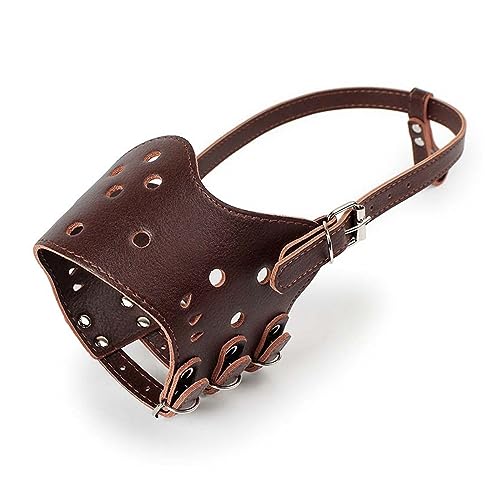 AISHANBAIHUODIAN Maulkorb aus weichem Leder, passend for Hunde, gegen Beißen, sicher, verstellbar und atmungsaktiv, for kleine und große Hunde, ermöglicht das Trinken und Essen (Color : Coffee, Size AISHANBAIHUODIAN Maulkorb aus weichem Leder, passend for Hunde, gegen Beißen, sicher, verstellbar und atmungsaktiv, for kleine und große Hunde, ermöglicht das Trinken und Essen (Color : Coffee, Size von QWERTYUI