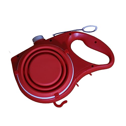 AISHANBAIHUODIAN Multifunktions-Haustier-Hundeleine, langlebig, einziehbar, Lange Hundeleine, Seil mit integriertem Wasser, passend for Flaschenschüssel-Kotbeutelspender (Color : Red, Size : 1 Set) von QWERTYUI