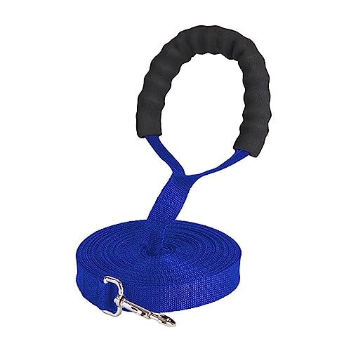 AISHANBAIHUODIAN Neue Lange Hundeleine Seil Bequeme Schwammgriff Haustierleine Gürtel Outdoor Training Hund Lanyard Fit for Kleine Mittelgroße Hunde Produkt (Color : Blue Handle, Size : 1.5m) von QWERTYUI