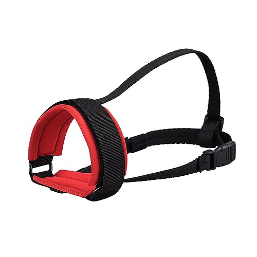 AISHANBAIHUODIAN Passend for Lange Schnauzen, Verstellbarer Hundemaulkorb mit weichem Scuba-Stofffutter, um Beißen und Kauen zu verhindern, dick gepolsterte Hundemaske (Color : Red, Size : S) von QWERTYUI