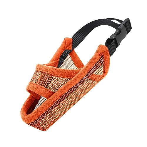 AISHANBAIHUODIAN Passend for atmungsaktive Mesh-Hundemaulkorb, Anti-Bell-Hundemundmaske, Stopp-Kauschutz, Französische Bulldogge, Haustier-Mundschutz, Training, XXS-XL (Color : Orange, Size : XL) von QWERTYUI