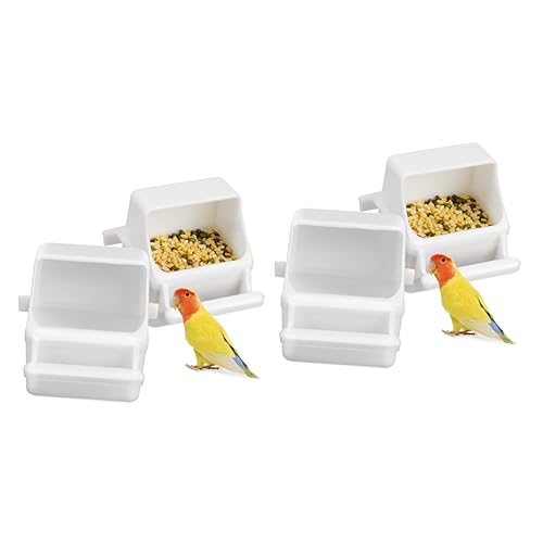 Wellensittich-Futterspender for Käfige, Vogelkäfig-Futterspender, 4 Stück Futterbox, Vogelkäfig, Papagei-Futterbehälter, Vogelfutterspender for Käfig, Vogelkäfig-Wasserfutterspender von QWFVHJ