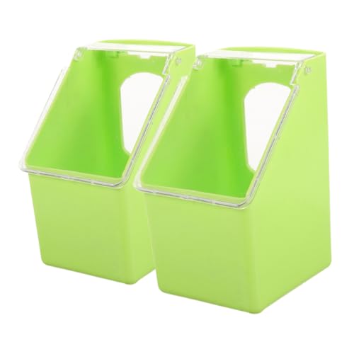 Wellensittich-Futterspender for Käfige, Vogelkäfig-Futterspender, Multifunktions-Vogelkäfig-Futterspender-Set, 2-teilig, grün, Einzelloch, hängender Vogelfutterspender, Papageienfütterung von QWFVHJ