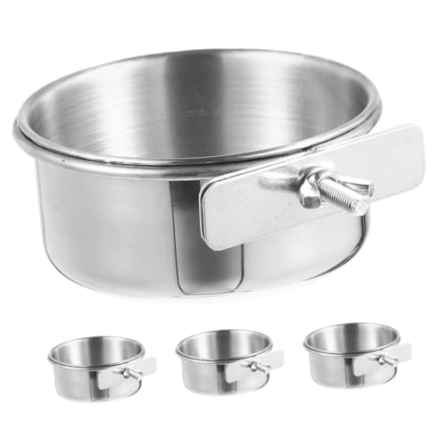 Wellensittich-Futterspender for Käfige, Vogelkäfig-Futterspender, Vogelfutterspender for Käfige, 4er-Pack, Futternapf aus Edelstahl for Papageien, Anti-Kau-Funktion von QWFVHJ
