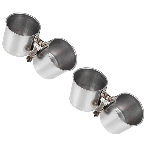 Wellensittich-Futterspender for Käfige, Vogelkäfig-Futterspender, Vogelfutterspender for den Innenbereich, 2er-Pack, Edelstahl-Wassernäpfe mit Klemme for Papageien, Tauben, Wildvögel von QWFVHJ