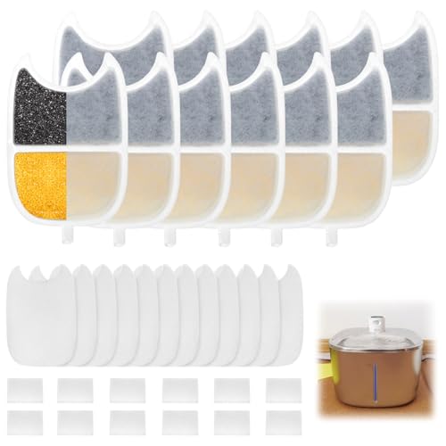QWORK® 12 Stück Katz trinkbrunnen Filter, katzenbrunnen ersatzfilter & Zubehörset mit vorgefilterter schwämme & schwämme für wasserpumpe, für 4L Katzenbrunnen von QWORK