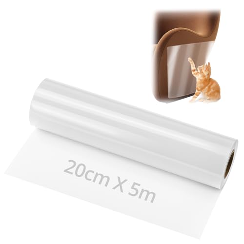 QWORK® 20 cm x 5 m Transparenter Kratzschutz Selbstklebend, Katzen Anti Kratz Folie für Sofa, Tür, Wand & Möbel von QWORK