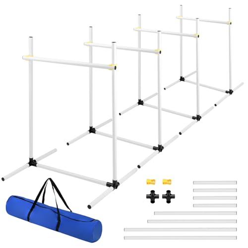 QWORK® 4 x Agility Hürdenset für Hundetraining, Höhenverstellbare Kunststoffhürden von QWORK