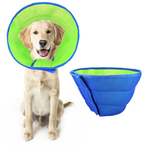 QWORK® Halskragen Hund, Schutzkragen Hund nach Operationen, Atmungsaktiver Weicher Kegel für den Haustierhals, Verstellbares Haustierhalsband, für Hunde und Katzen von QWORK