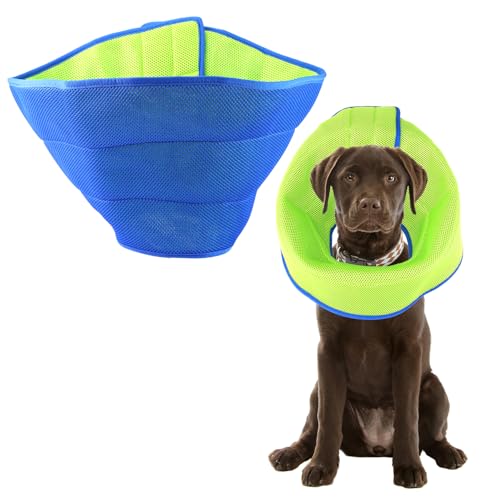 QWORK® Halskragen Hund, Schutzkragen Hund nach Operationen, Atmungsaktiver Weicher Kegel für den Haustierhals, Verstellbares Haustierhalsband, für Hunde und Katzen von QWORK