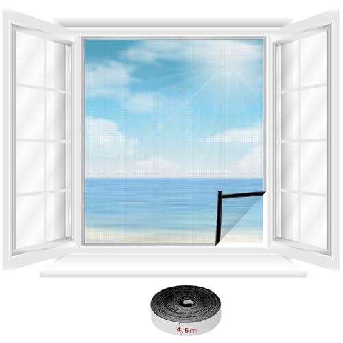QWORK® Katzennetz Fenster Mit Selbstklebeband, Katzensicheres Fliegengitter, Sicherheitsnetz, Reissfestes Polyester, 100X120cm von QWORK