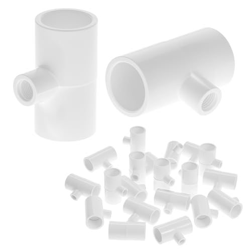 QWORK Chicken Waterer PVC Tee Fittings, 20 Pack PVC Rohrverschraubung, Vollautomatisch für Geflügeltränke mit Gewinde, Weiß QWORK Chicken Waterer PVC Tee Fittings, 20 Pack PVC Rohrverschraubung, Vollautomatisch für Geflügeltränke mit Gewinde, Weiß von QWORK