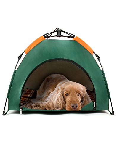 QWORK® Outdoor Hundezelt Katzenzelt Wasserdicht Wegklappen Zelt mit bequemer Polsterung für Kleine und Mittelgroße Hunde - Entfaltungsmaß 80 x 77 x 62 cm von QWORK