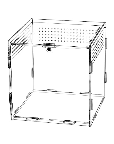 QWORK® Reptil Fütterungsbox aus Acryl, Feeding Box, 15×15×15cm für Gottesanbeterin, Spinnen, Eidechsen, Schnecken von QWORK