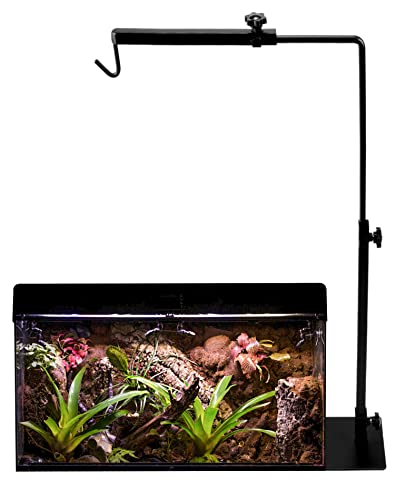 QWORK® Reptilien-Lampenfassung für Habitatkäfig, Wärmelampe Halter Standfuß für Reptilien Schildkröten Spinne Geckos Eidechsen, Verstellbar Höhe 38-64 cm Breite 20-30cm von QWORK