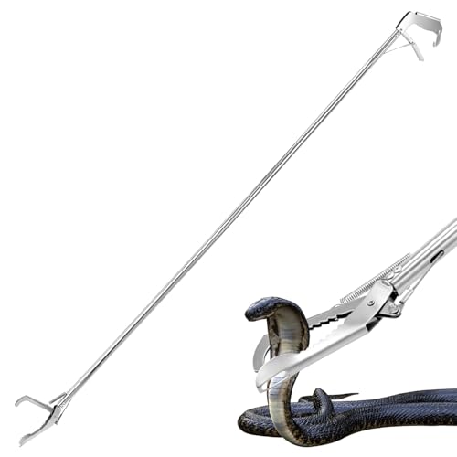 QWORK Schlangenzange, 152,4 cm, Aluminiumlegierung, Schlangenzange, Reptiliengreifer, breite Backe, Rassel, Schlangenfänger, Outdoor-Fangwerkzeug von QWORK