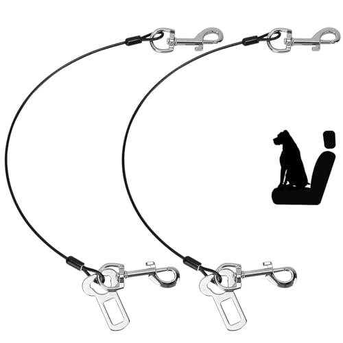 QWORK2 Stück Hunde Autosicherheitsgurte, hundegurt Auto rückbank, kausicheres Stahlkabelgeschirr,40 cm, geeignet für Hunde von 0–12 kg QWORK2 Stück Hunde Autosicherheitsgurte, hundegurt Auto rückbank, kausicheres Stahlkabelgeschirr,40 cm, geeignet für Hunde von 0–12 kg von QWORK