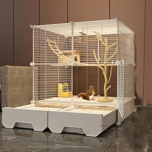 Chinchillakäfig, Kleintierkäfig,Vogelkäfig DIY-Frettchenkäfig, Ausziehbares Design, 1,5 cm Dickes, Verschlüsseltes Eisengeflecht, Leicht Zu Reinigen für Kleintierkäfige(73 * 47 * 89cm) von QWPOFISN