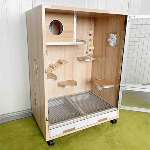 Kleintierkäfig, 80 cm, Chinchilla-Käfig, Holz, Haustierkäfig, Holznest, Anti-Bisssprungplattform, mit Tablett und Rollen für Frettchen/Chinchilla/Kaninchen/Nagetiere/Eichhörnchen (60 x 40 x 80 cm) Kleintierkäfig, 80 cm, Chinchilla-Käfig, Holz, Haustierkäfig, Holznest, Anti-Bisssprungplattform, mit Tablett und Rollen für Frettchen/Chinchilla/Kaninchen/Nagetiere/Eichhörnchen (60 x 40 x 80 cm) von QWPOFISN