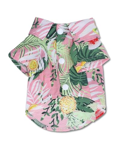 Haustier-Shirt im Hawaii-Stil – weiches Baumwoll-Knopfdesign, lässiges Sommer-Urlaubs-Shirt für kleine bis mittelgroße Hunde, Katzen und Kaninchen (Type 1) von QWUUYEC