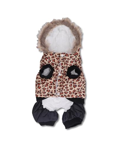 Hund Wintermantel - Klassiker mit Leopardendruck gepolsterter Jacke, weiches Polyestermaterial, Warmer Schutzkleidung für kleine bis mittlere Hunde im Freien im Freien (Type 2) von QWUUYEC