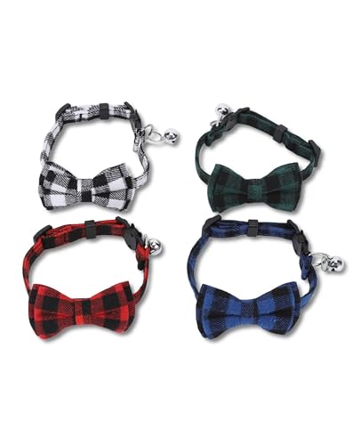 Hundehalsband mit Fliegerkrawatte - handgefertigter Abnehmbarer Plaidbogen, einstellbare 21-27 cm, weich und stilvoll für kleine Hunde und Katzen, ideal für Spaziergänge im von QWUUYEC