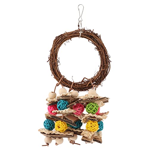 QWUUYEC Papageienkauspielzeug - Rattan & Maisschale für Vogelunterhaltung + Angst -Erleichterungsspielzeug mit Metallhaken für Käfighänge QWUUYEC Papageienkauspielzeug - Rattan & Maisschale für Vogelunterhaltung + Angst -Erleichterungsspielzeug mit Metallhaken für Käfighänge von QWUUYEC