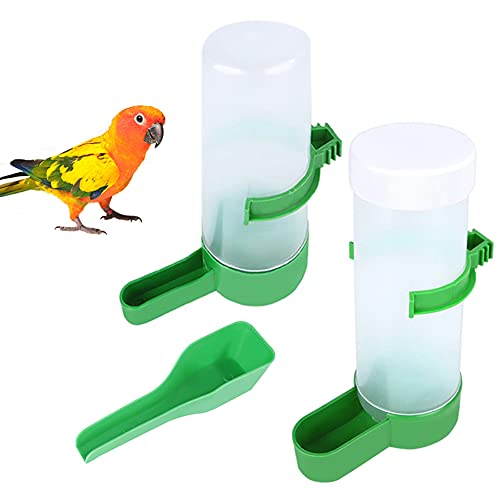 QX-Pet Supplies Automatischer Vogelfutterspender für Vögel, Wasserflasche, Trinkbehälter, Futterspender, zum Aufhängen im Vogelkäfig für Papageien, Wellensittiche, Nymphensittiche, 60 ml + 150ml von QX-Pet Supplies
