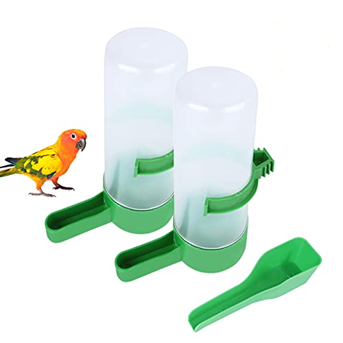 QX-Pet Supplies 2 Pack Automatischer Vogelfutterspender Vogel Wasserflasche Tränke Behälter Wässer Clip zum Aufhängen im Vogelkäfig für Papageien Wellensittiche Nymphensittiche Lovebirds 140ml von QX-Pet Supplies