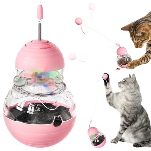 QYRAVANE Interaktives Spielzeug für Katzen, Kätzchen, Spielzeug, Gewichtsverlust, Kätzchen, Tracking-Bälle, langsamer Futterspender, Leckerli-Dosierung, Haustierbedarf, Violett (Rosa) von QYRAVANE