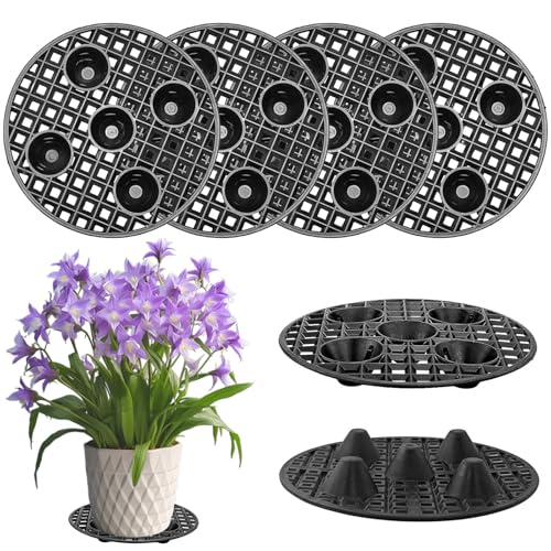 QYRDBGY 6 Stück Topfpflanzenständer, Drainagegitter 30cm Gittermatte Rund Blumentopf Untersetzer aus Kunststoff Blumentopfe Mesh Pads für Innenbereich Bonsai Außenbereich Schale Garten von QYRDBGY