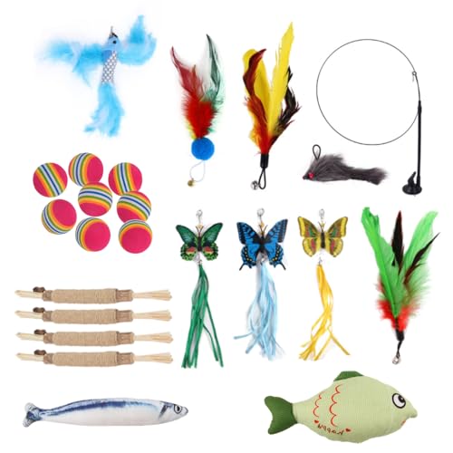 QZDAFFIC 23 Stück Katzenangel Katzenspielzeug, Interaktives Katzenspielzeug Set Katzenangel Feder Katzenminze Spielzeug Fische Toy Katzenball, Katzenminze Stick für Katzen Zahnpflege QZDAFFIC 23 Stück Katzenangel Katzenspielzeug, Interaktives Katzenspielzeug Set Katzenangel Feder Katzenminze Spielzeug Fische Toy Katzenball, Katzenminze Stick für Katzen Zahnpflege von QZDAFFIC